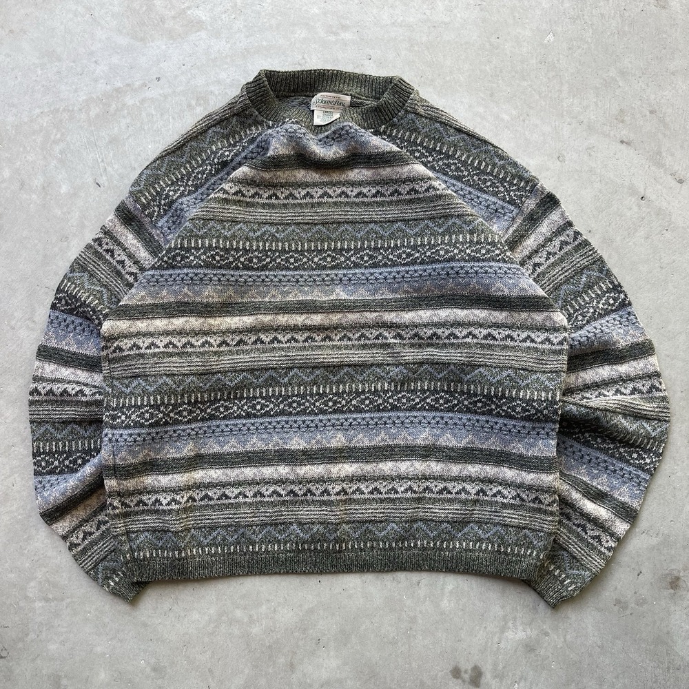 VTG St John's Bay Multicolor Pullover Sweater Mens Large Grandpacore Striped